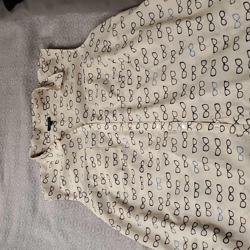 EUC Talbots Nantucket eyeglasses print opaque stretch chiffon sleeveless top